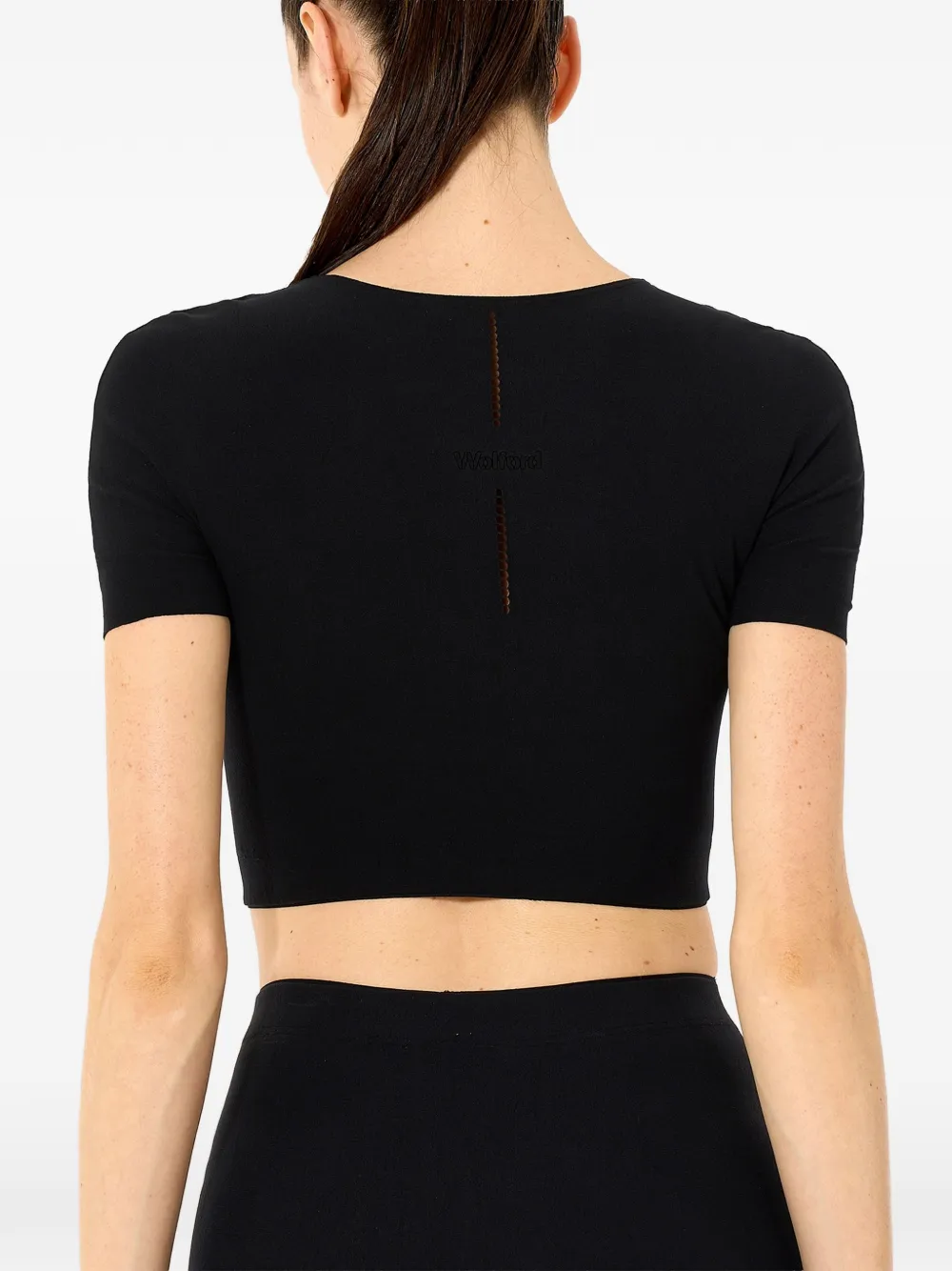 Wolford Naadloos cropped T-shirt met korte mouwen Zwart
