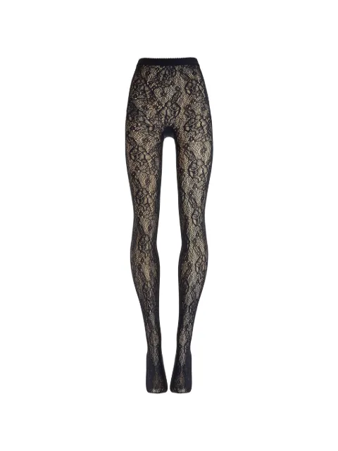 Wolford pantimedias de malla con encaje floral