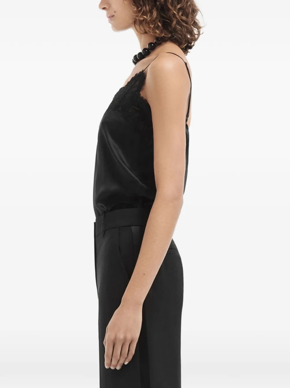 Co Lace-trim Blouse in Black, view 4
