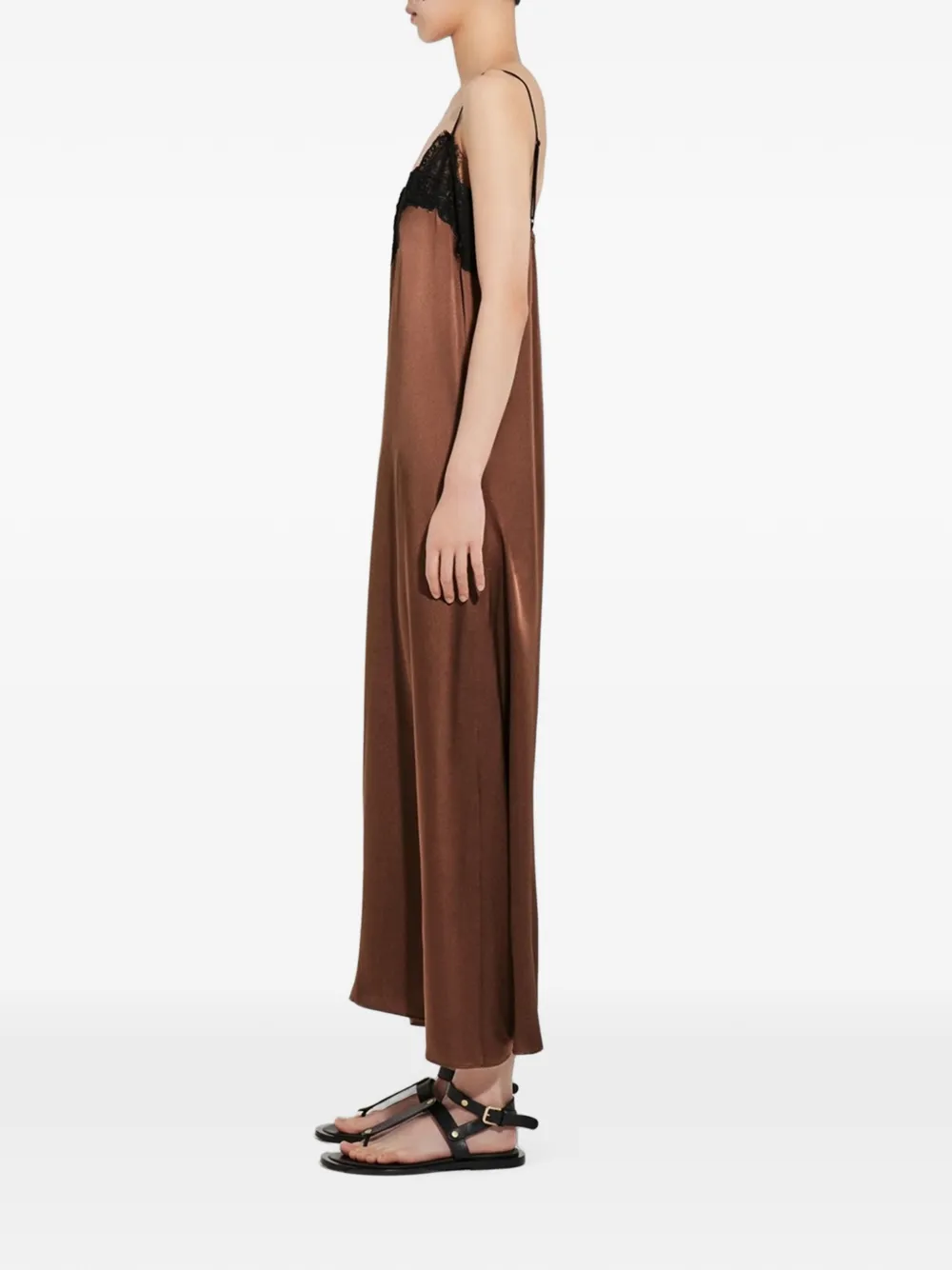Co Lace-trim Spaghetti-strap Maxi Dress in Brown, view 3