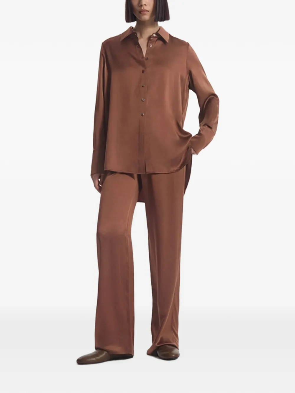 Co Elasticated Straight-leg Trousers in Brown, view 2