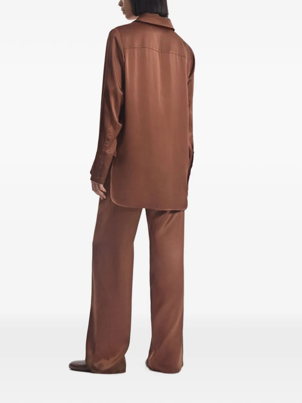 Co Elasticated Straight-leg Trousers in Brown, view 3