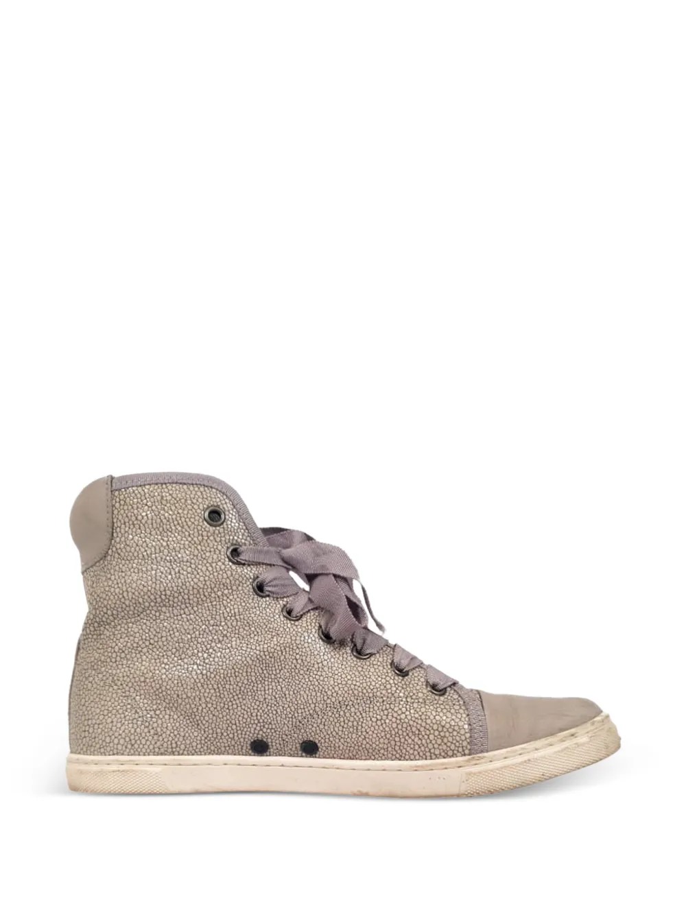 Lanvin Pre-Owned textured high-top sneakers - Nude