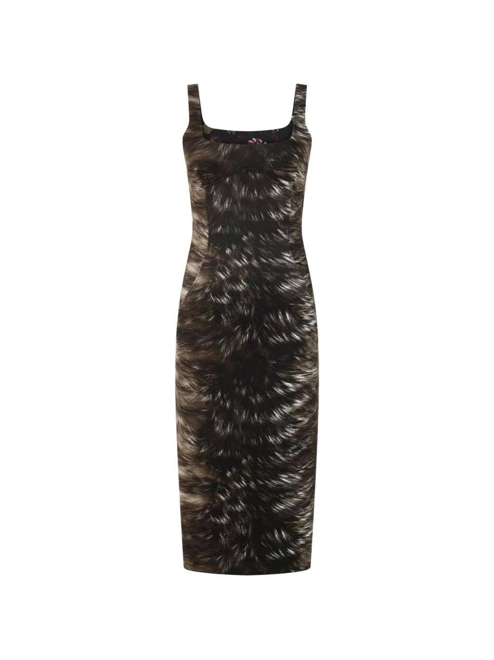 Roberto Cavalli Midikleid mit Pelz-Print - Schwarz