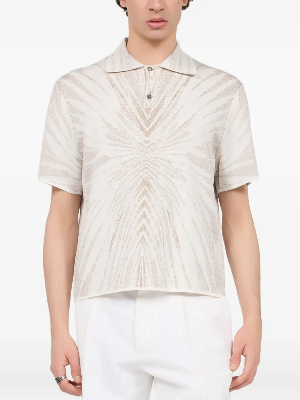 Roberto Cavalli ray-print polo shirt Beige