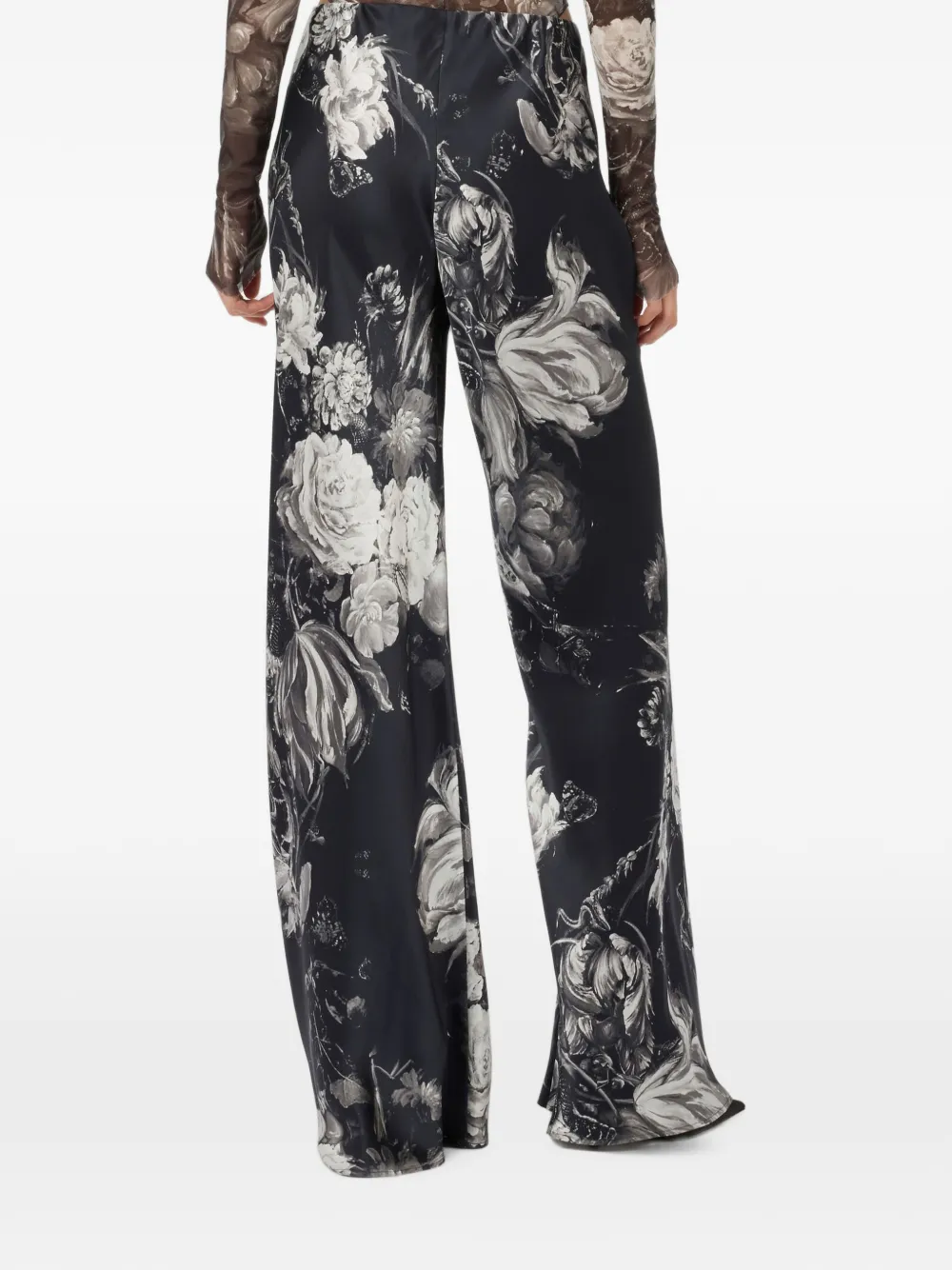 Roberto Cavalli Palazzo broek met bloemenprint Zwart