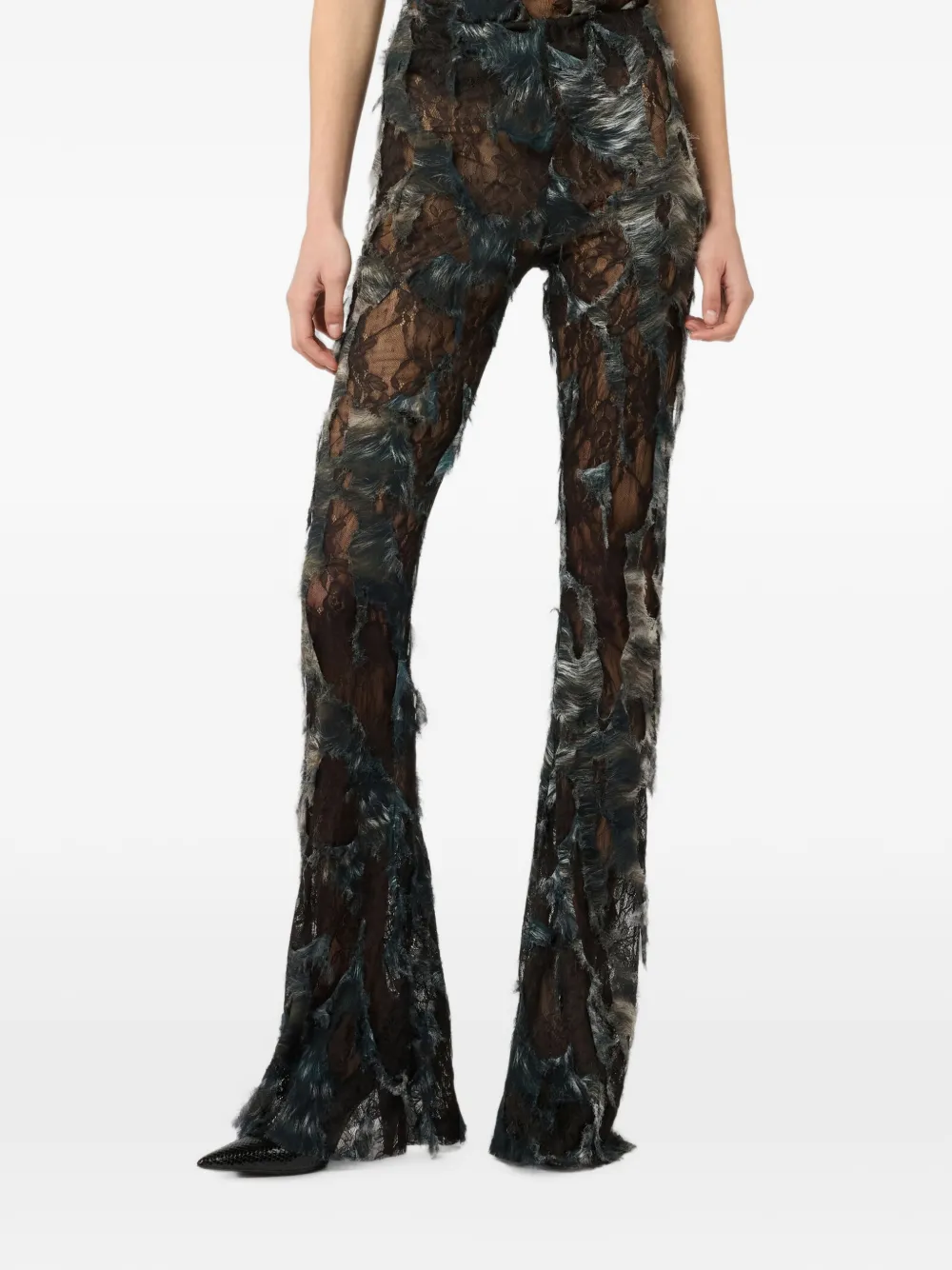 Roberto Cavalli Flared jeans met gerafeld effect Zwart