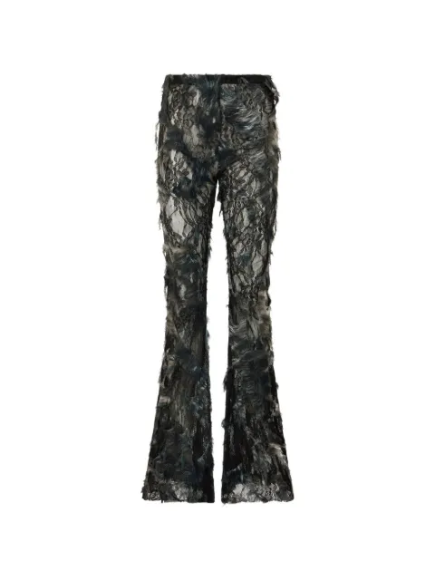 Roberto Cavalli pantalon évasé à effet usé en dentelle 