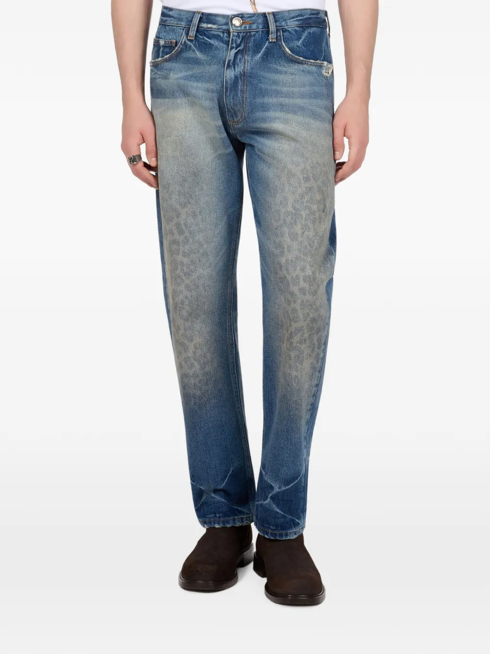 Roberto Cavalli Gewatteerde jeans met luipaardprint Blauw