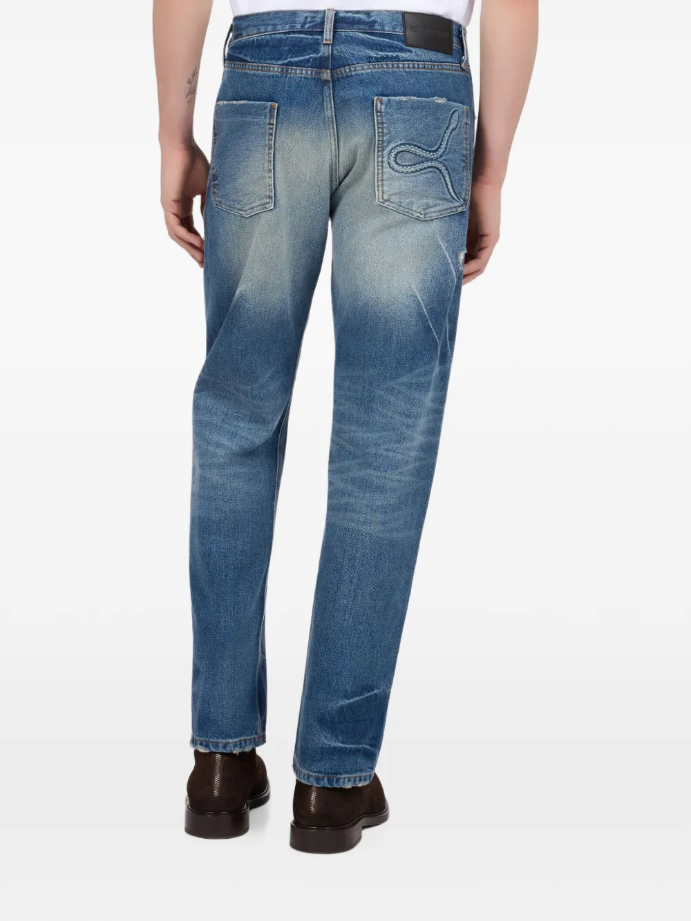 Roberto Cavalli Gewatteerde jeans met luipaardprint Blauw