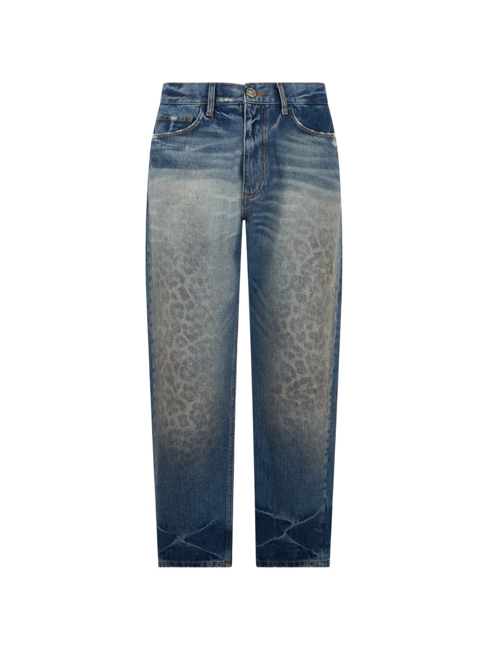 Roberto Cavalli leopard-print whiskered jeans