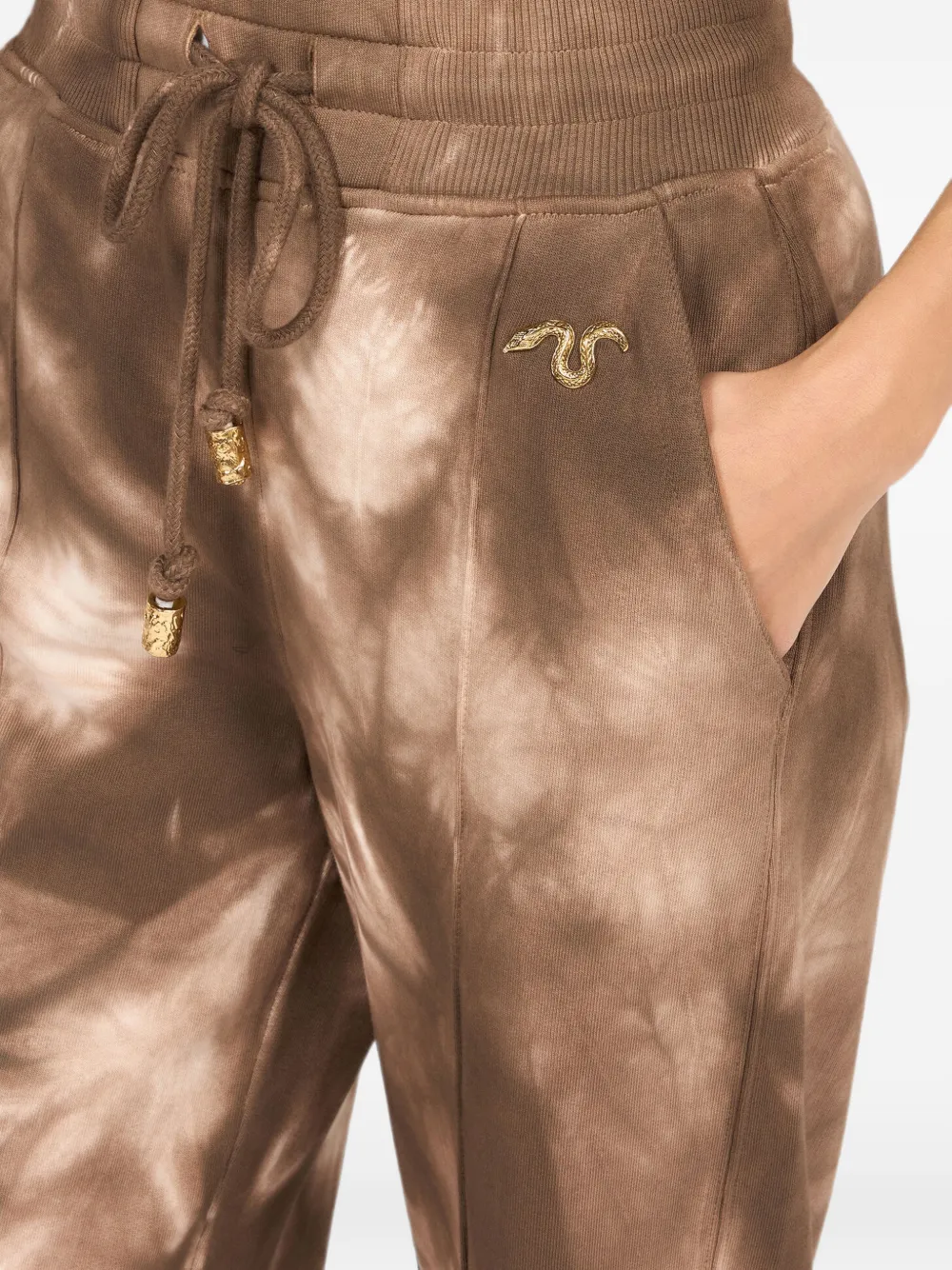 Roberto Cavalli Trainingsbroek met tie-dye print Bruin