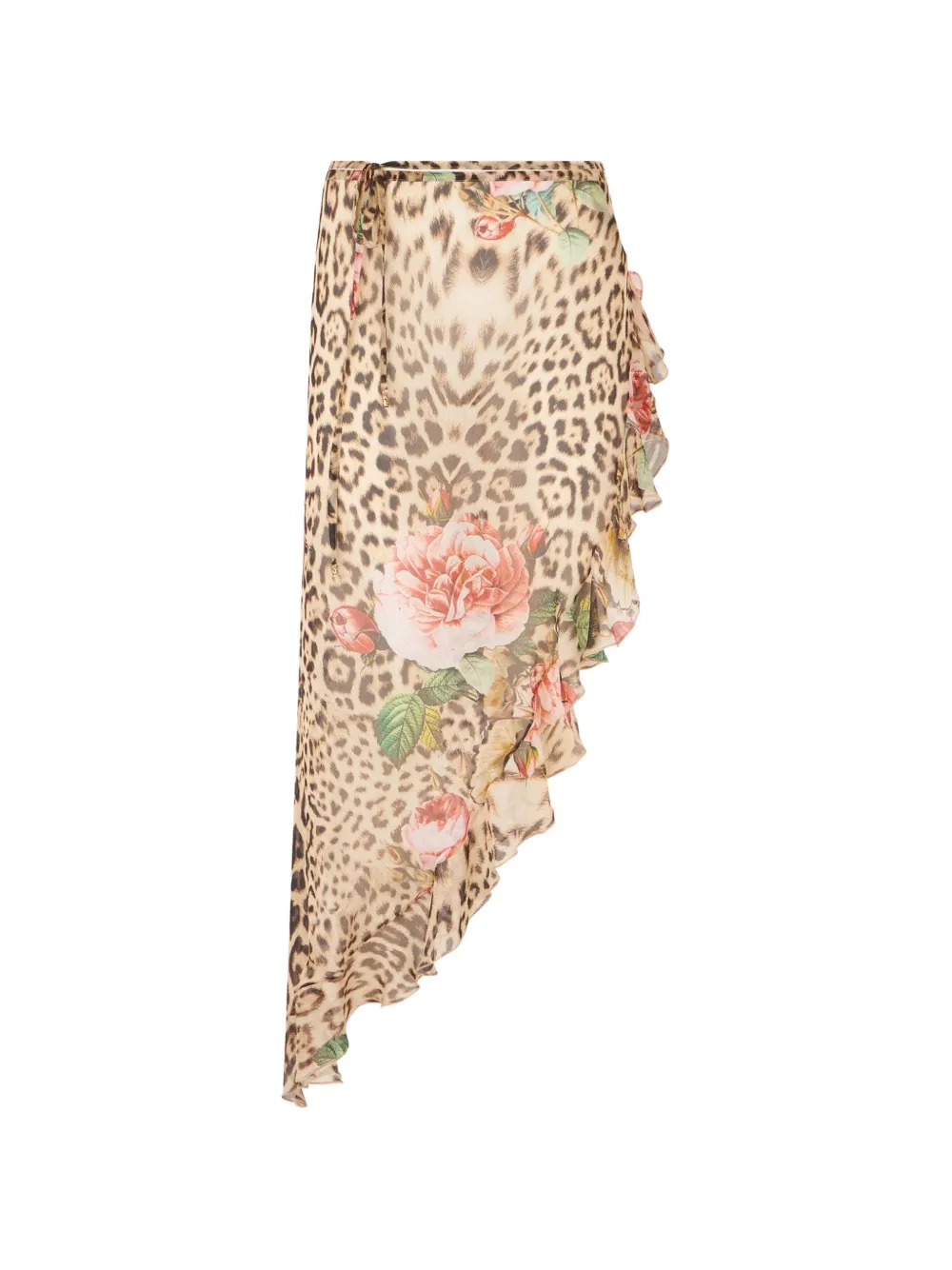 Roberto Cavalli leopard-print ruffled midi skirt - Neutrals