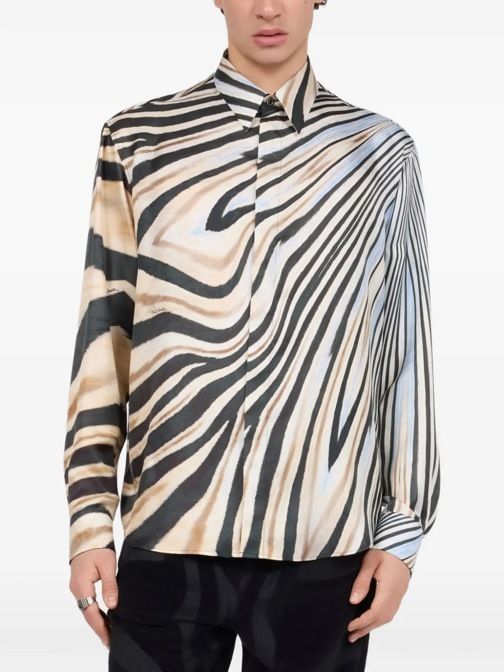 Roberto Cavalli Gestreept overhemd Zwart