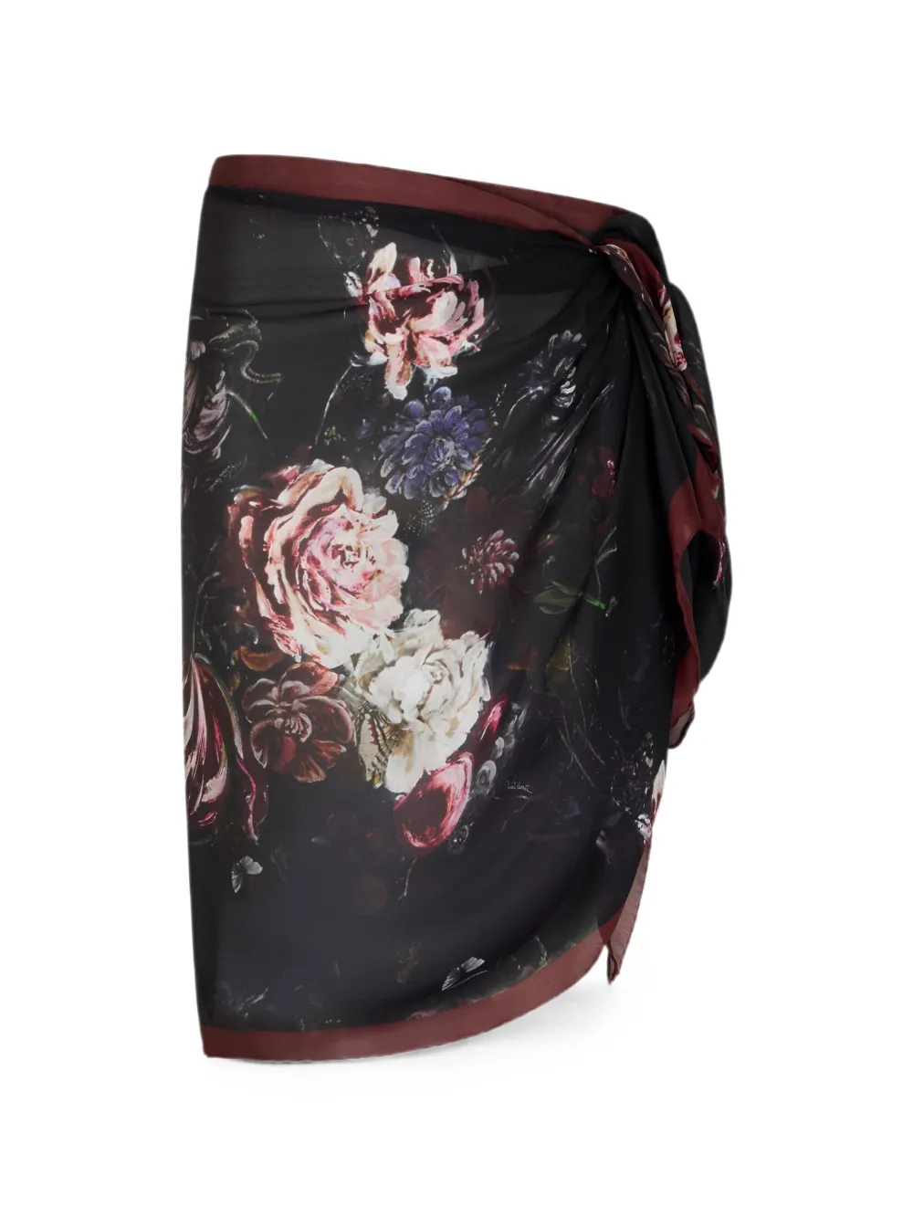 Roberto Cavalli Seidenschal mit Blumenprint - Schwarz