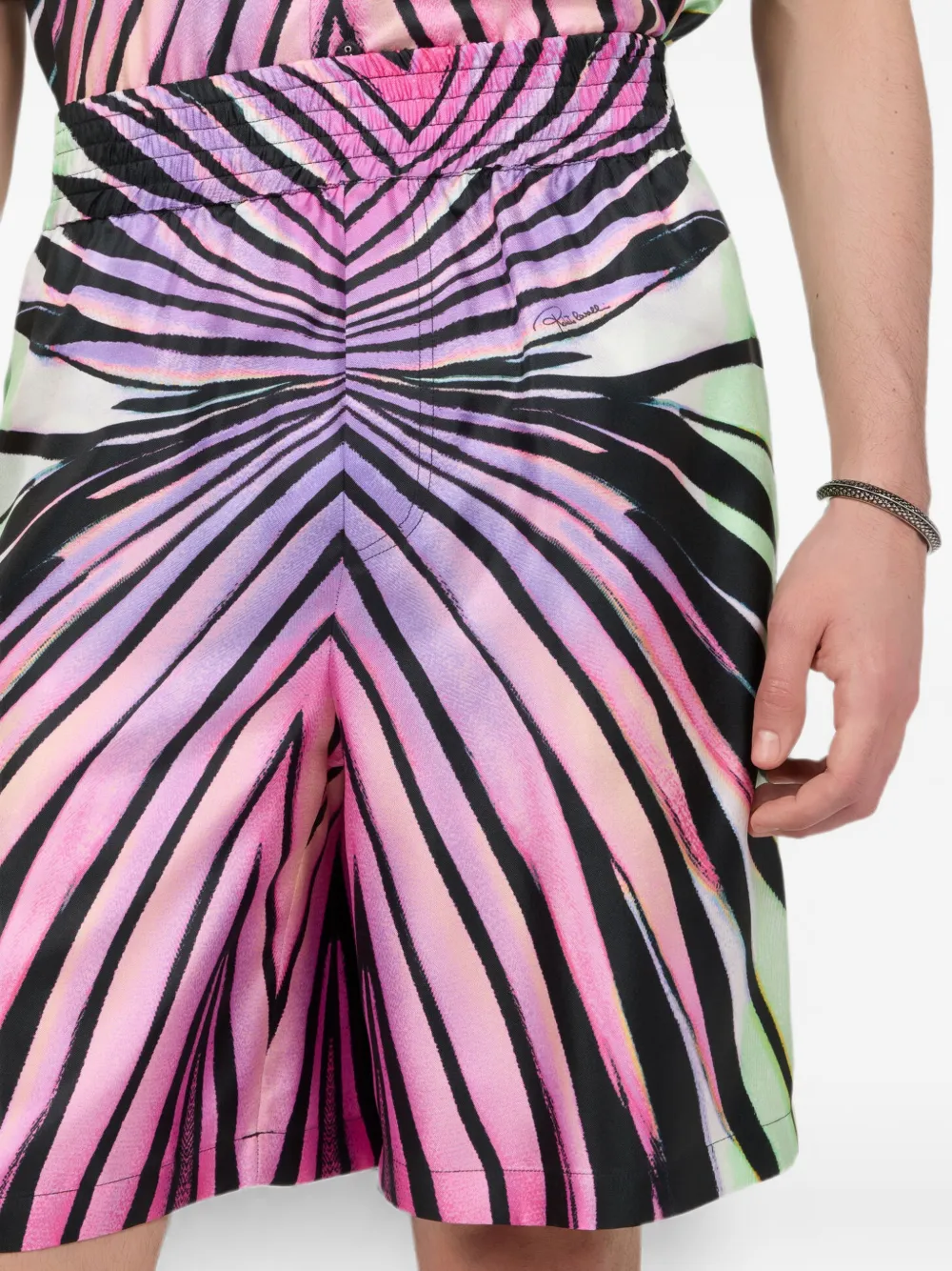Roberto Cavalli Shorts met grafische print Zwart