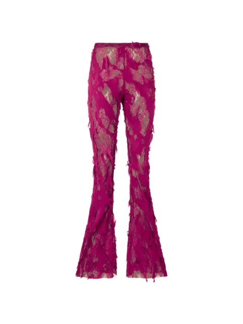 Roberto Cavalli pantalon à effet usé et empiècements en dentelle 