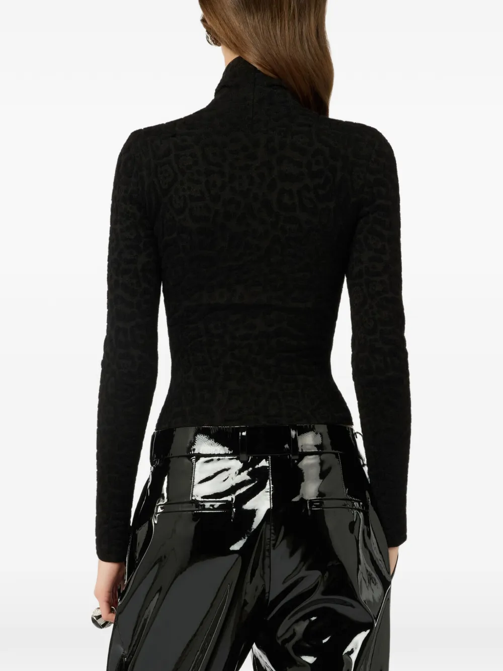 Roberto Cavalli T-shirt met luipaard-jacquard Zwart