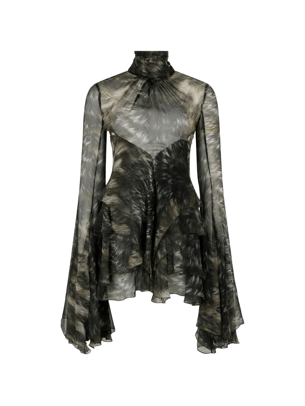 Roberto Cavalli Minikleid mit Pelz-Print - Grau
