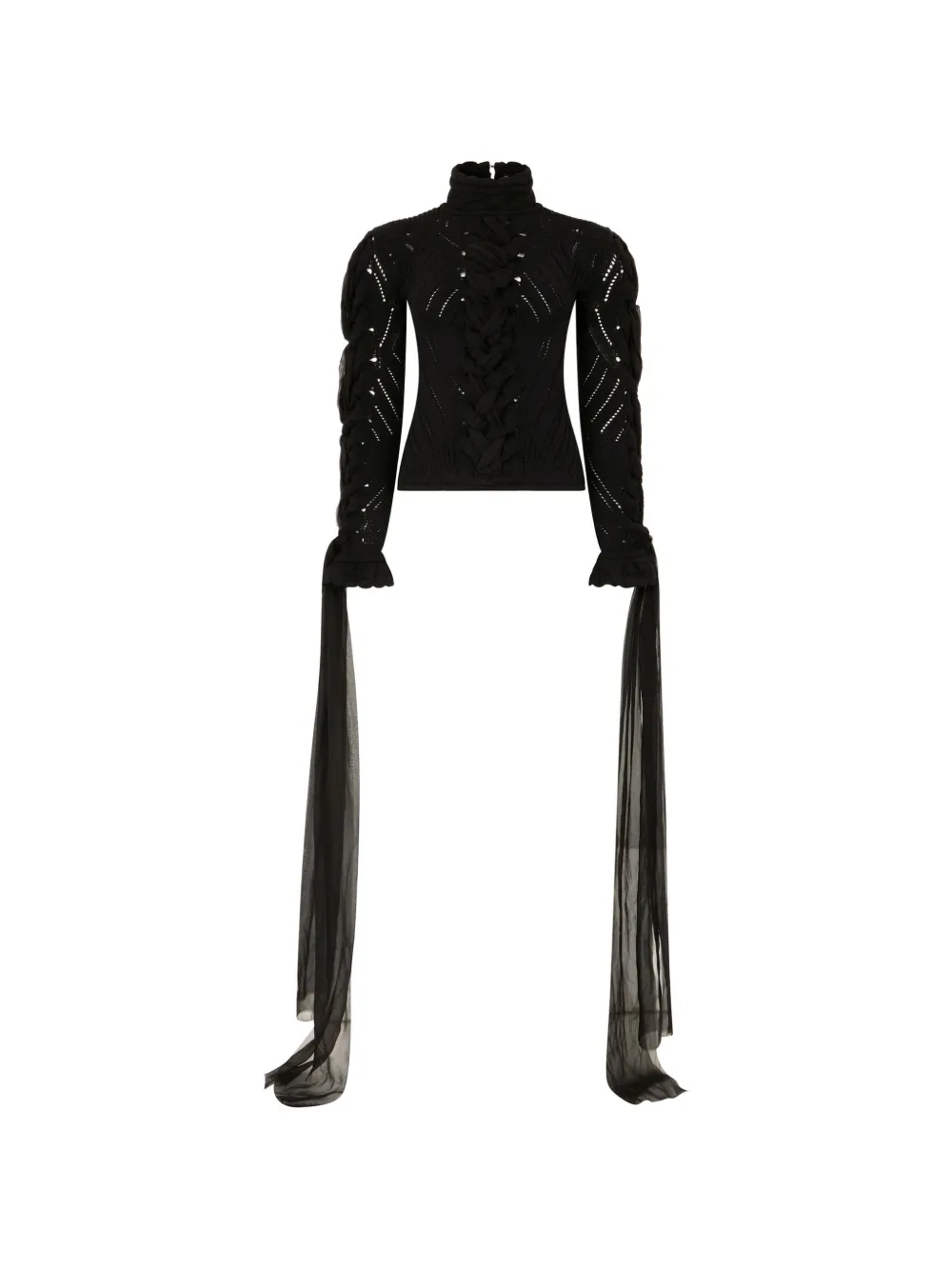 Roberto Cavalli Pointelle-Pullover mit Flechtdetail - Schwarz