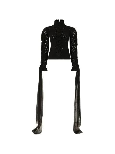 Roberto Cavalli sweater i pointelle-strik med flettet detalje