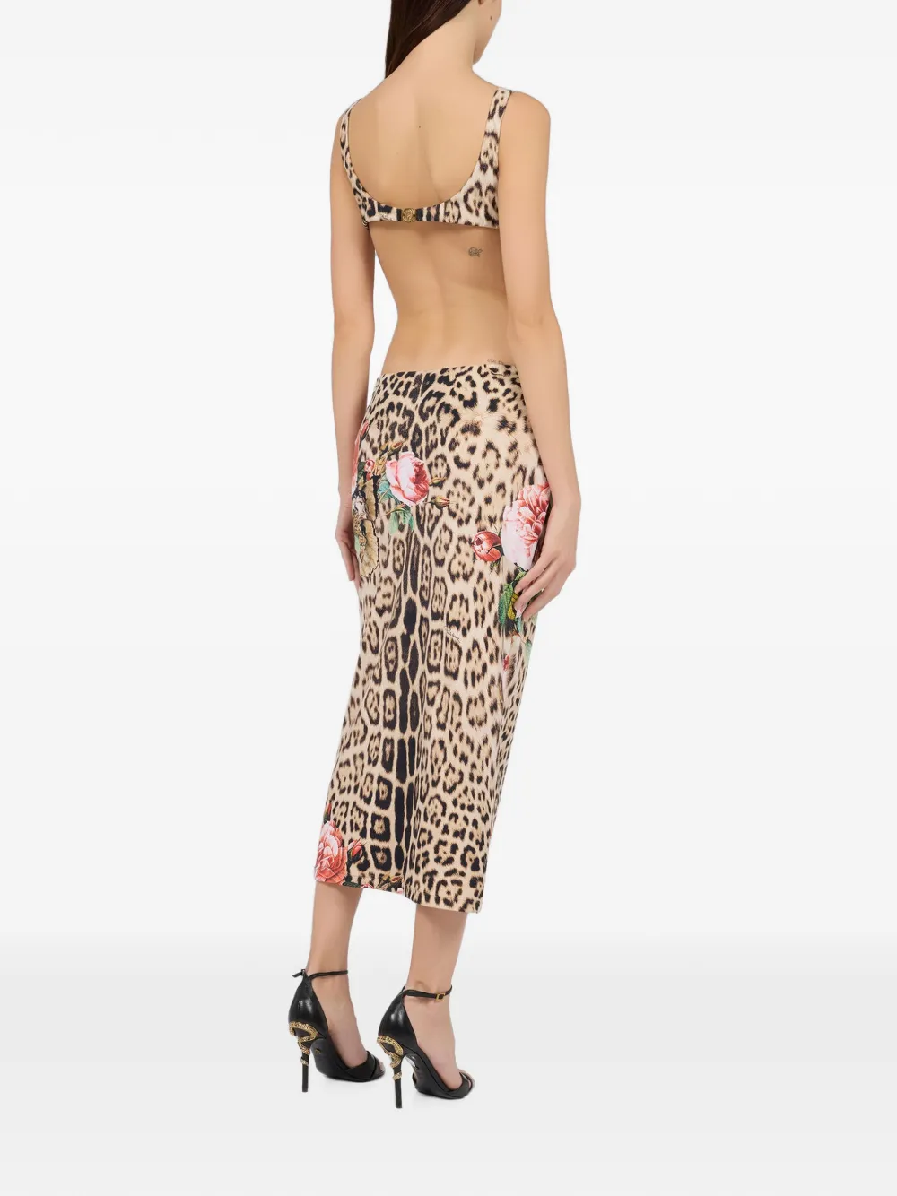 Roberto Cavalli Midi-jurk met luipaardprint Beige