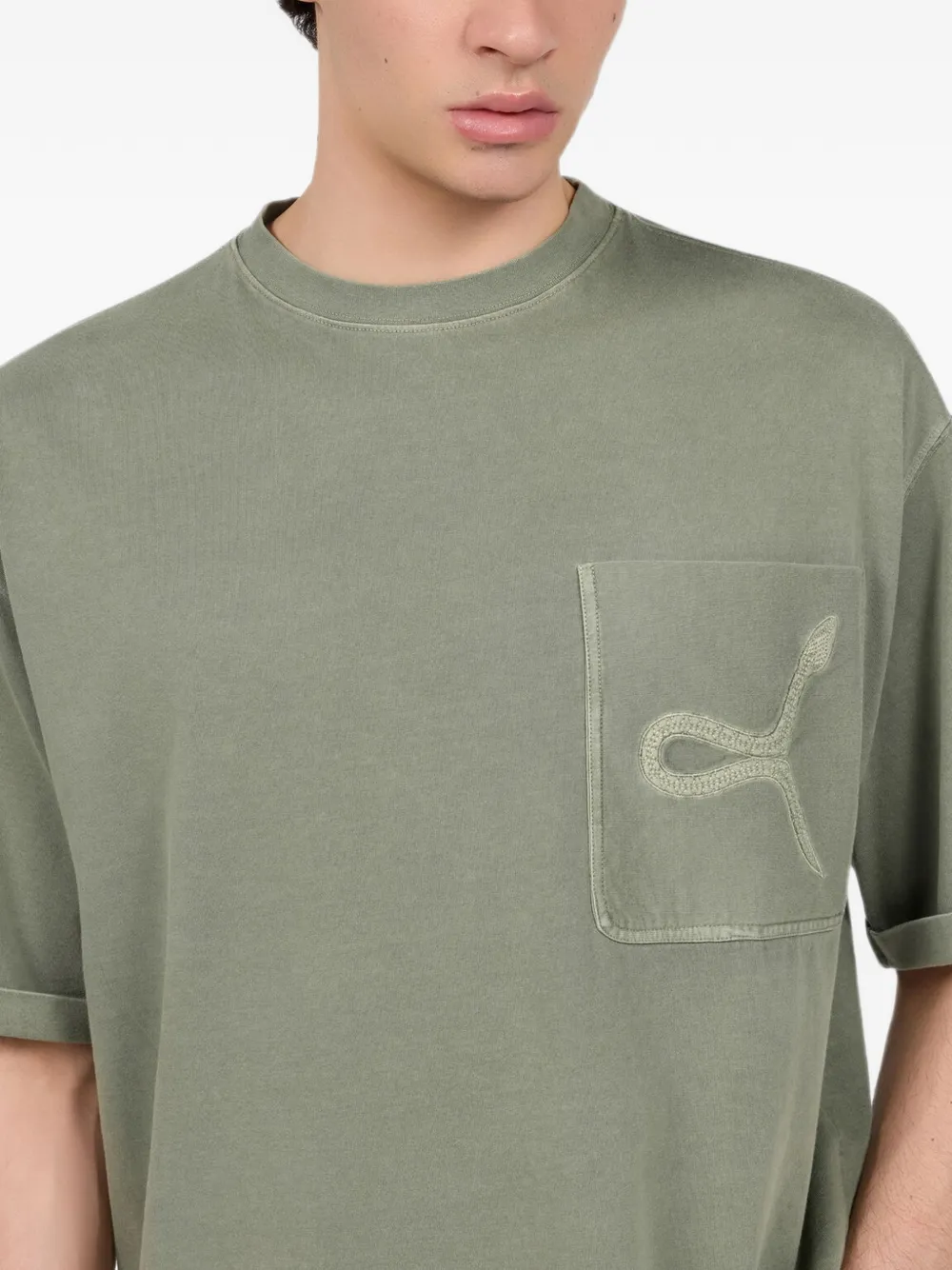 Roberto Cavalli snake-embroidered T-shirt Groen