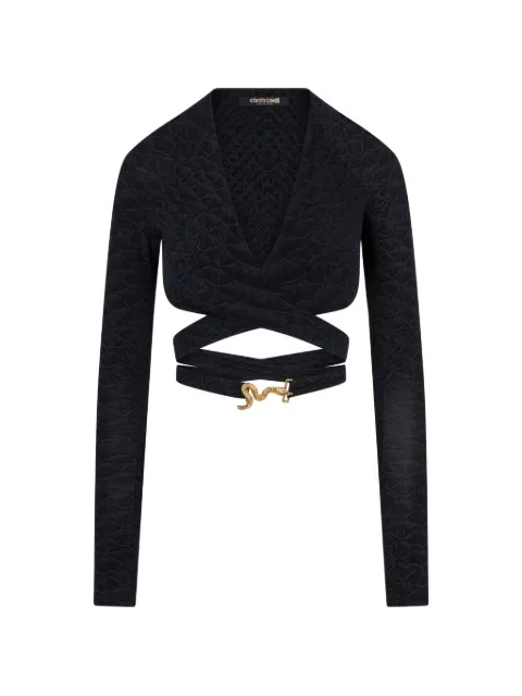 Roberto Cavalli snake-plaque wrap-around top