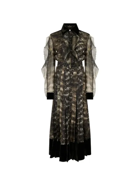Roberto Cavalli midi fur-print ruffled dress
