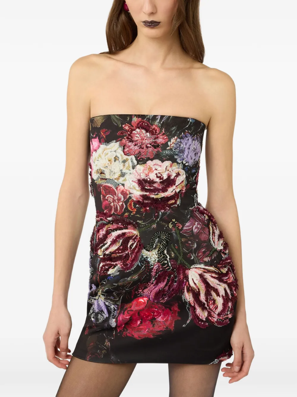 Roberto Cavalli Jurk verfraaid met pailletten en bloemen-print Zwart