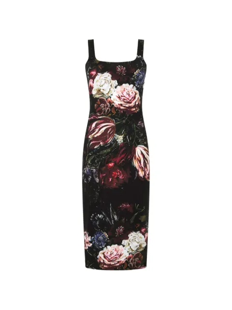 Roberto Cavalli floral-print square-neck midi dress