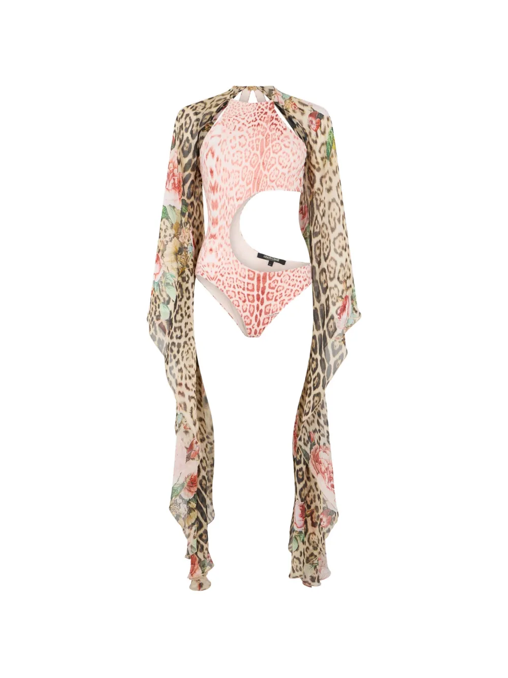 Roberto Cavalli leopard-print cut-out swimsuit - Rosa