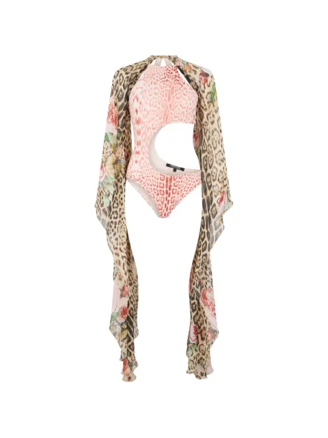 Roberto Cavalli leopard-print cut-out swimsuit