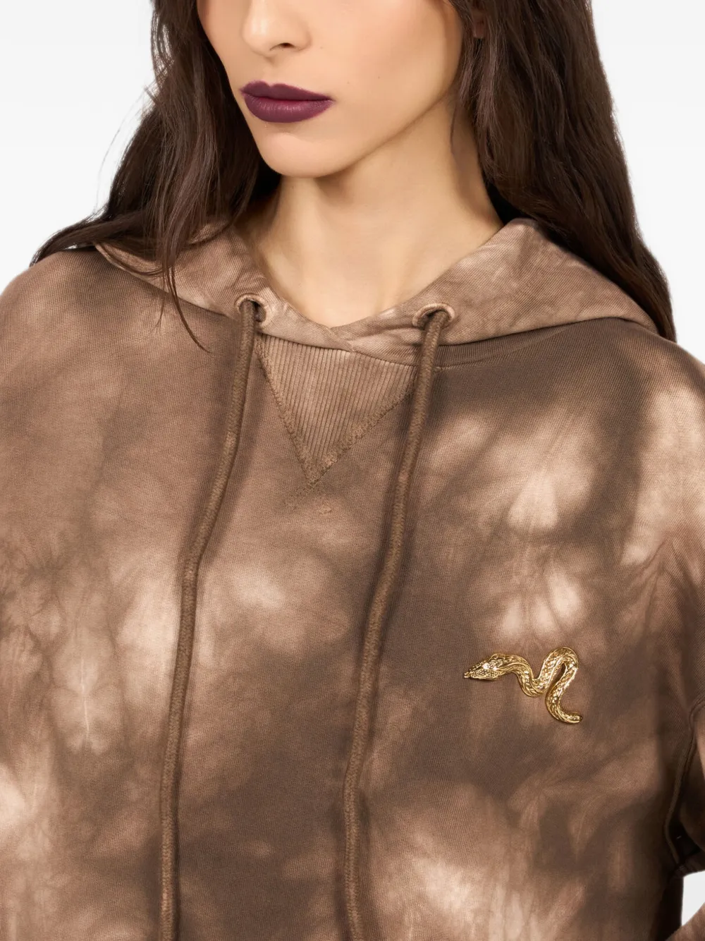 Roberto Cavalli Hoodie met tie-dye print Bruin