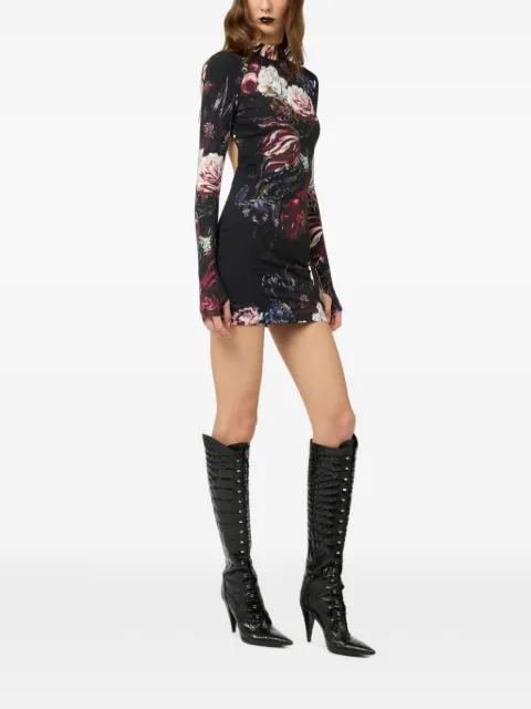 Roberto Cavalli floral-print open-back mini dress