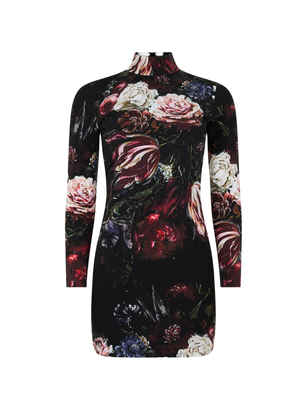 Roberto Cavalli Mini-jurk met bloemenprint en open achterkant Zwart