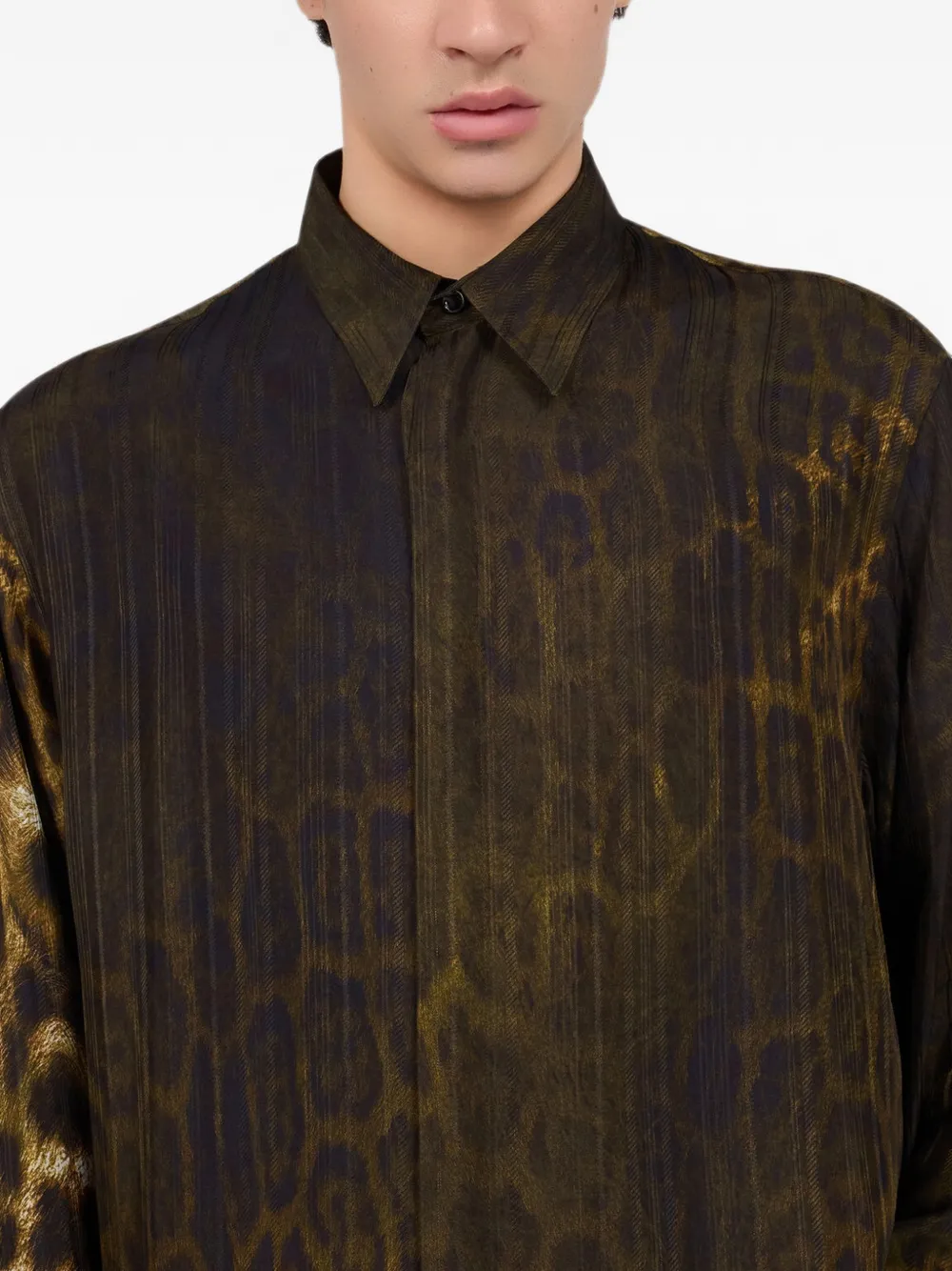 Roberto Cavalli Overhemd met luipaardprint Bruin