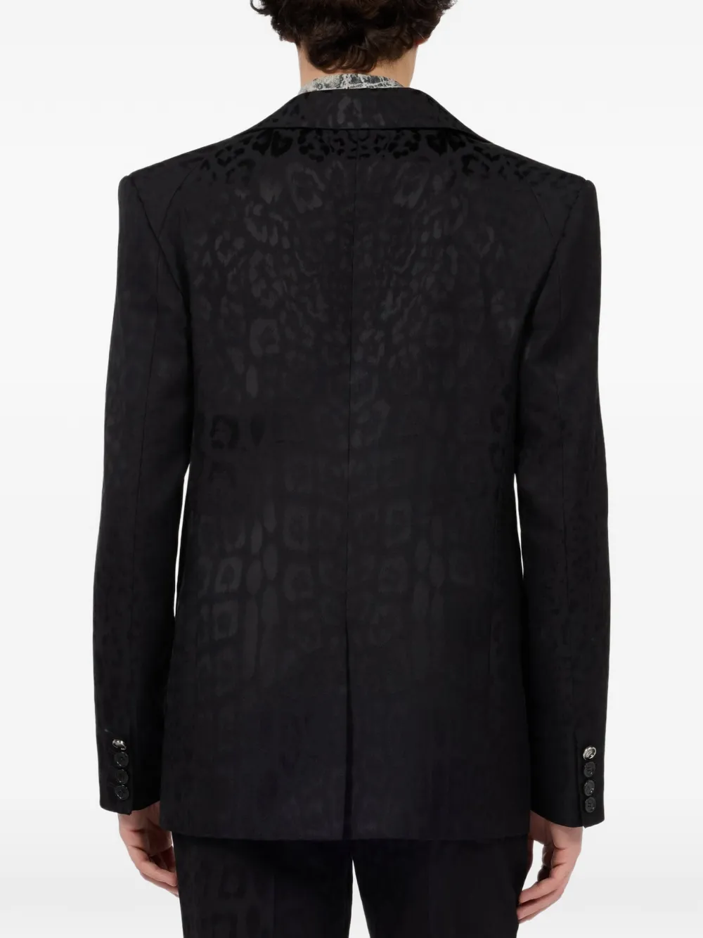 Roberto Cavalli Jack met gekerfde revers en luipaardjacquard Zwart