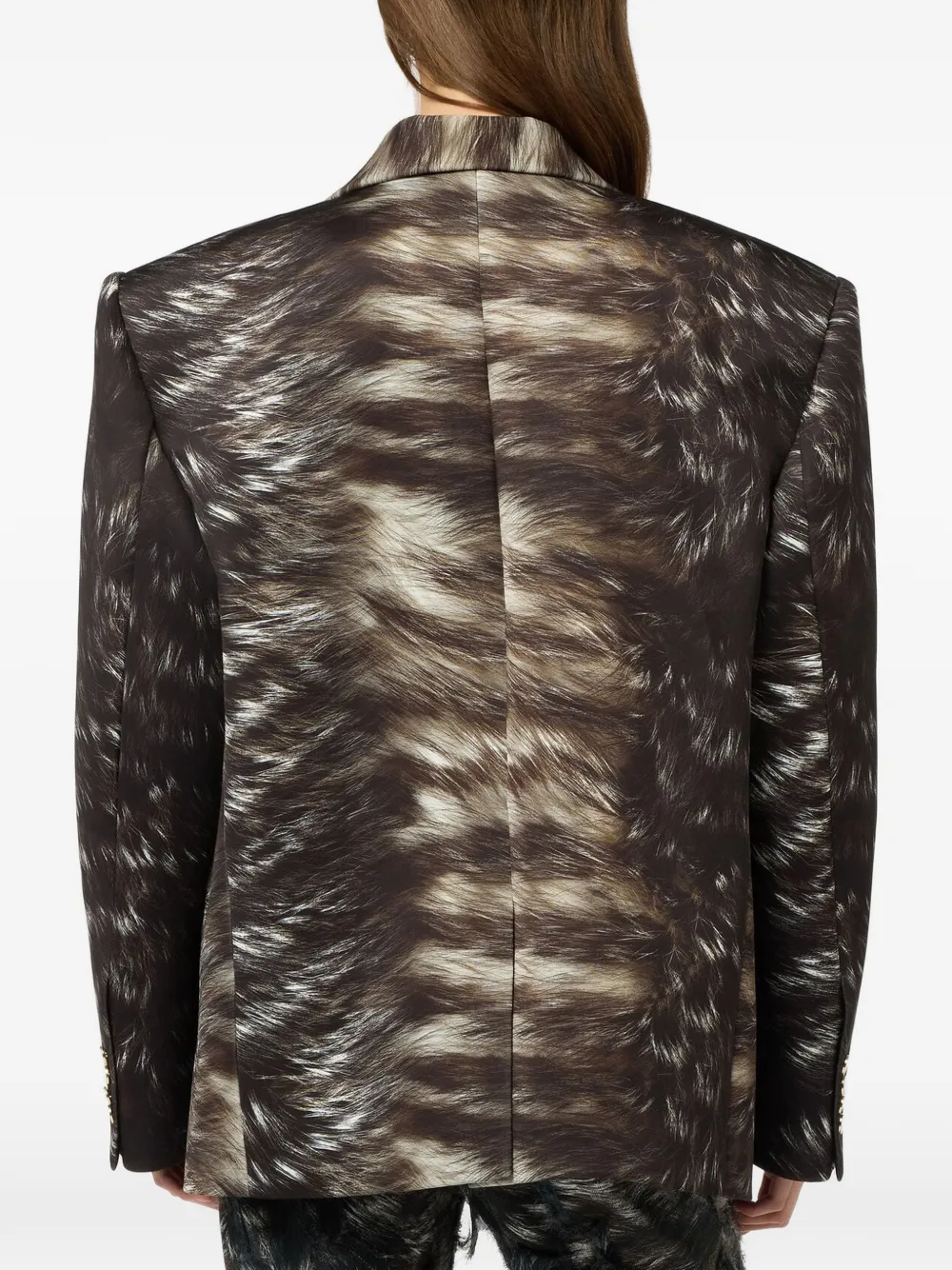 Roberto Cavalli Jack met enkele rij knopen en bontprint Bruin