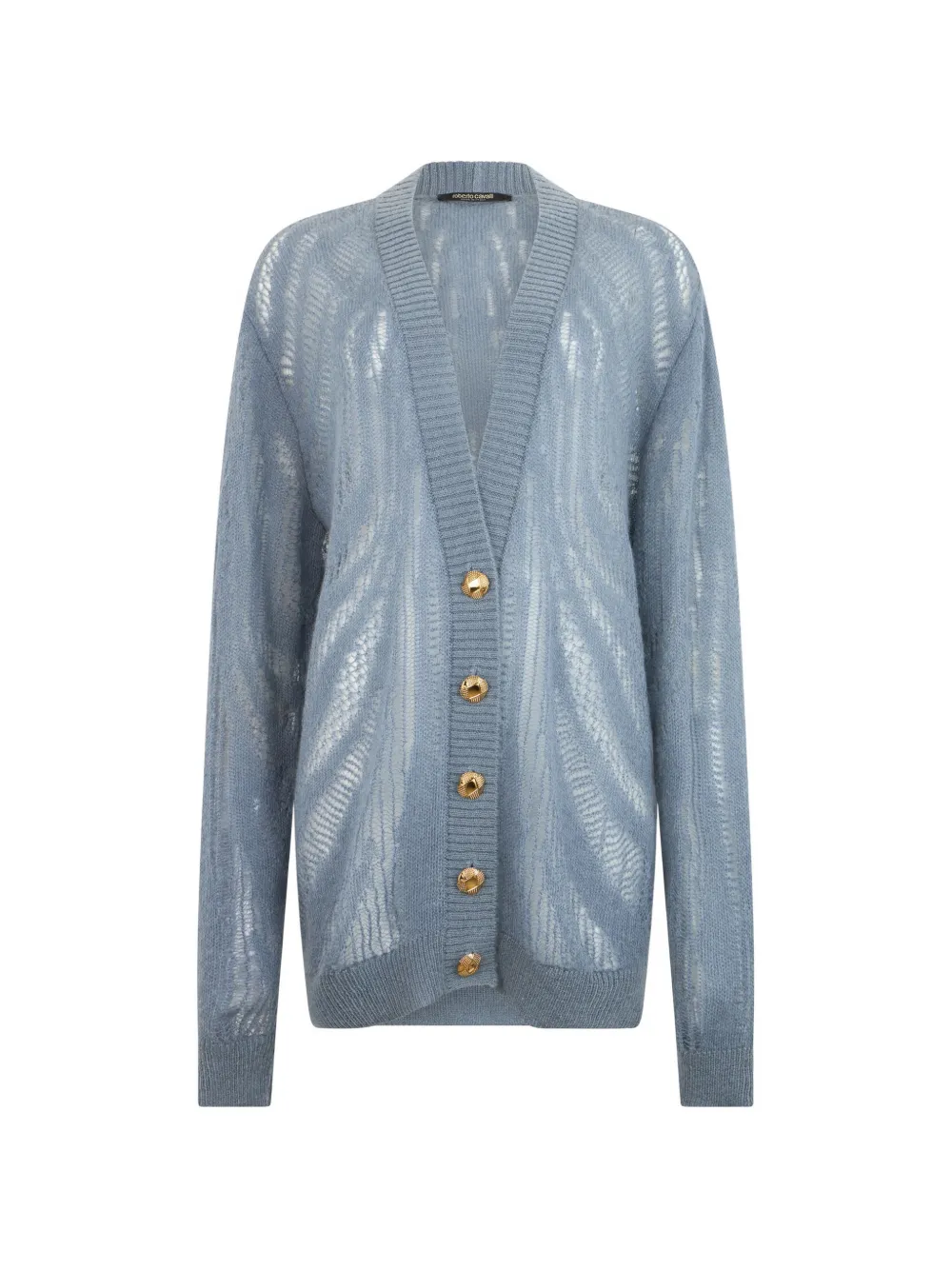 Roberto Cavalli Cardigan mit Lochstrickmuster - Blau