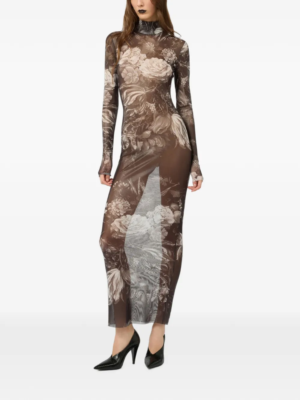 Roberto Cavalli Maxi-jurk met bloemenprint Bruin