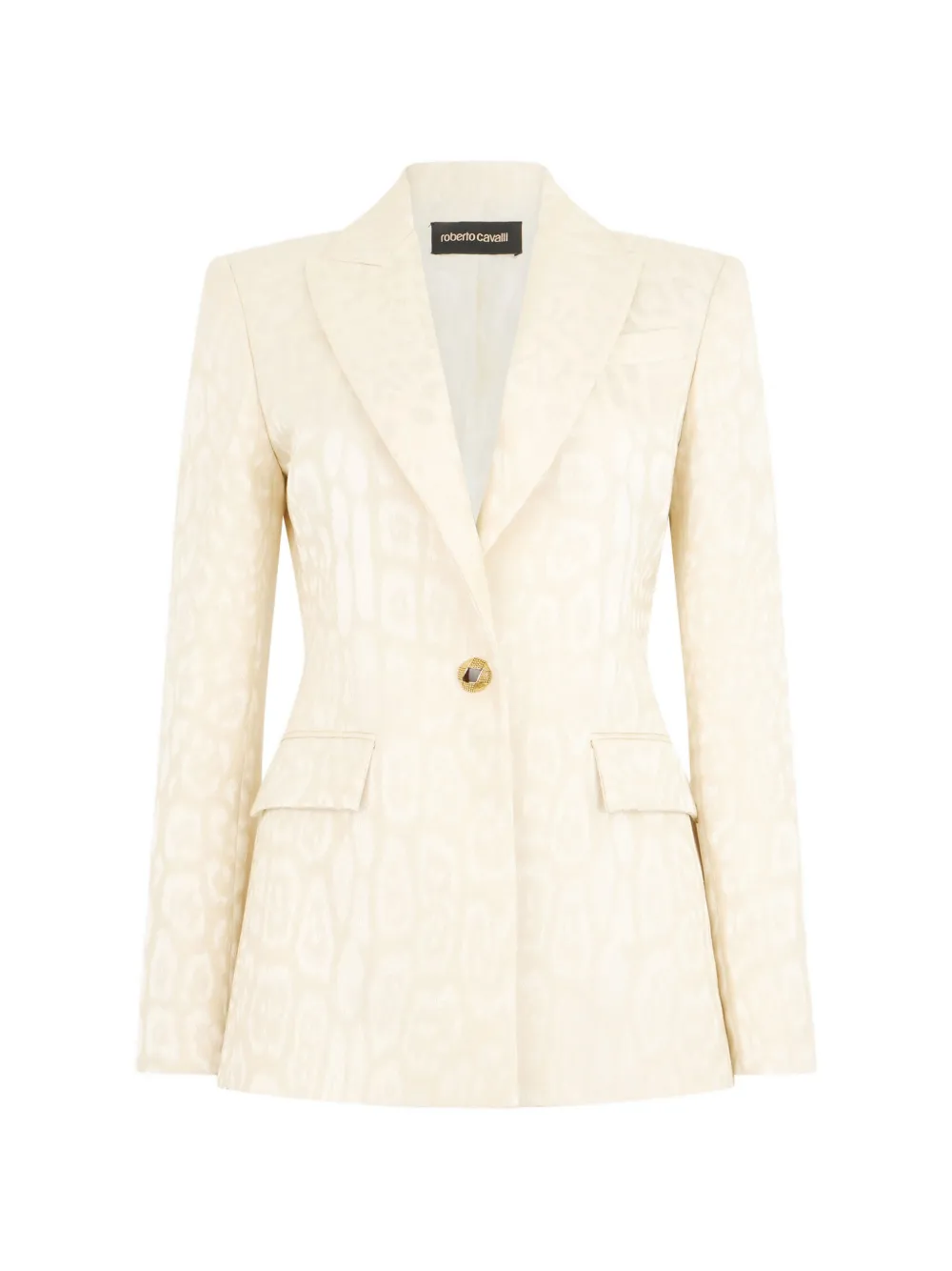 Roberto Cavalli leopard-jacquard single-breasted blazer - Neutrals