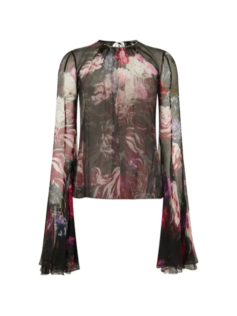 Roberto Cavalli floral-print flared-sleeve blouse