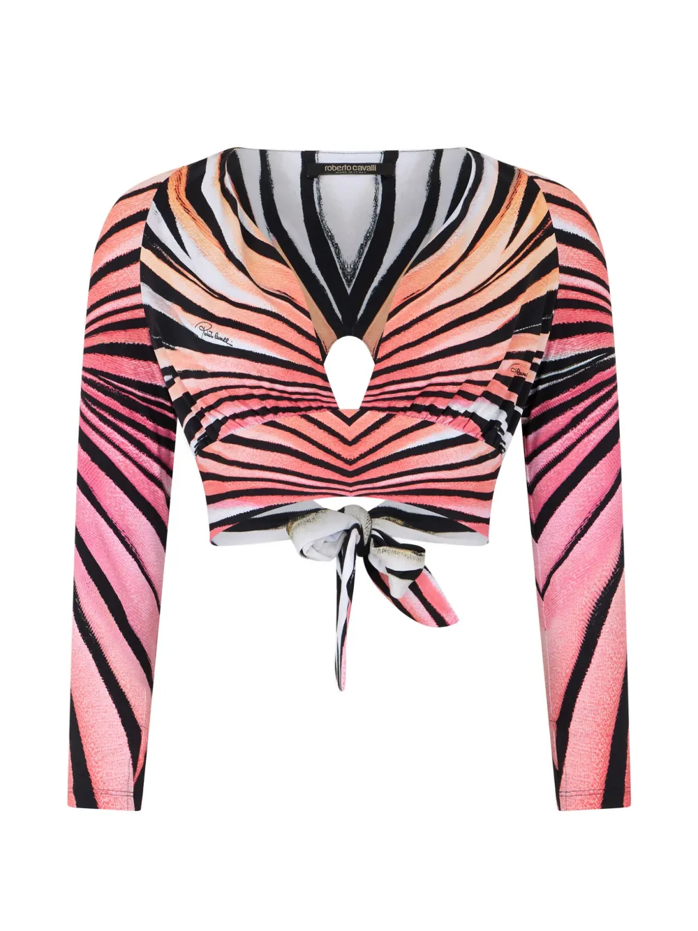 Roberto Cavalli tiger-print tie-fastening top