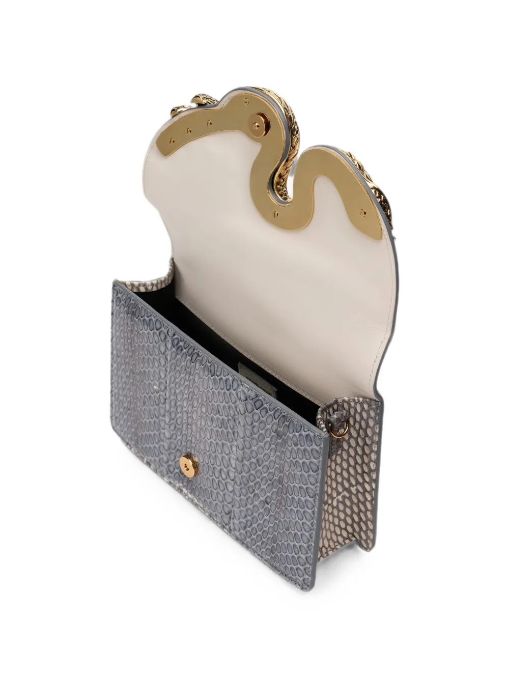 Roberto Cavalli Leren clutch met slangenpatroon Grijs