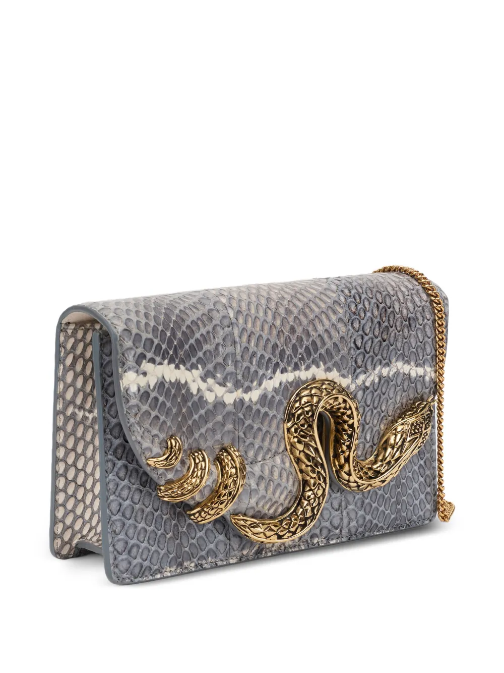Roberto Cavalli Leren clutch met slangenpatroon Grijs