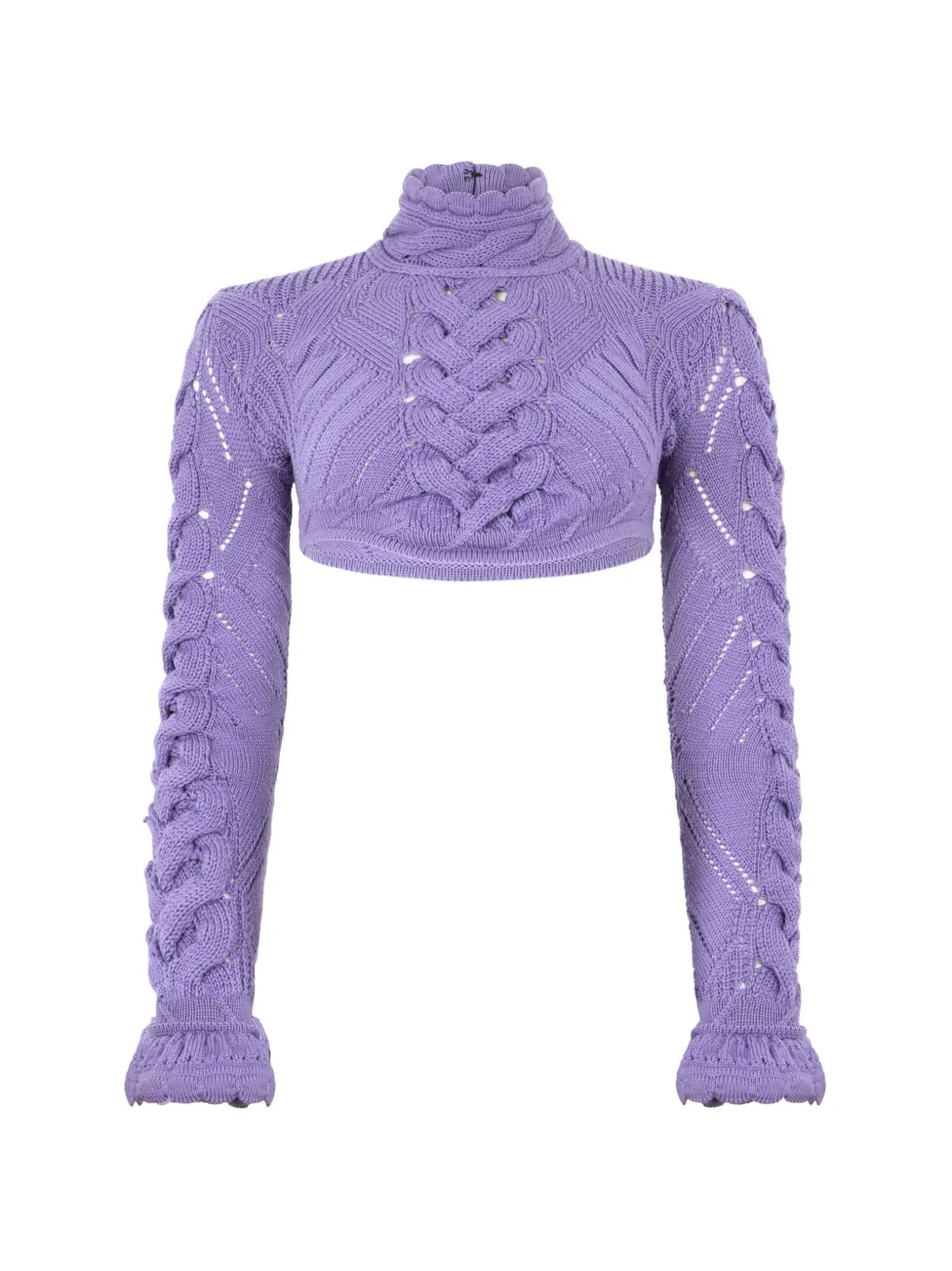 Roberto Cavalli Cropped-Pullover mit Zopfmuster - Violett