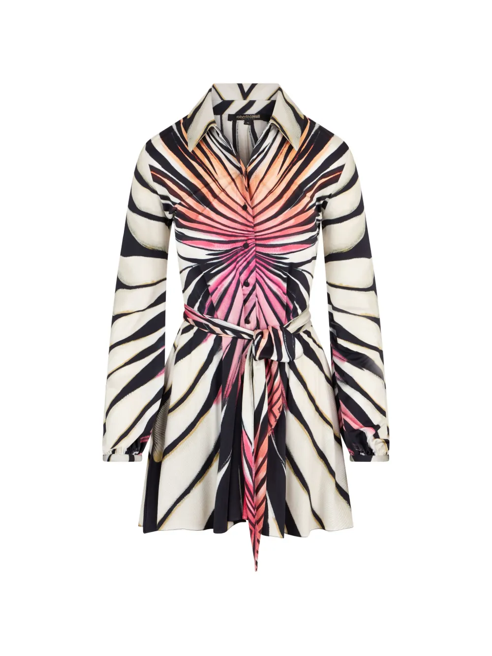 Roberto Cavalli Ray Of Paradise printed mini shirt dress - Toni neutri