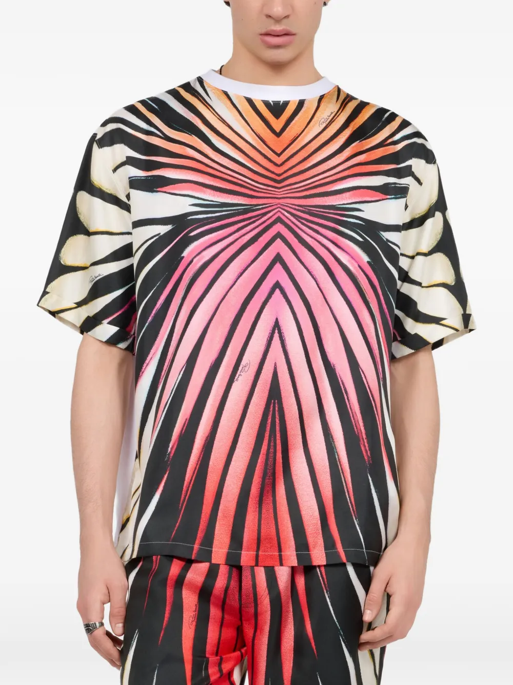 Roberto Cavalli Ray Of Paradise abstract-print panelled T-shirt Wit