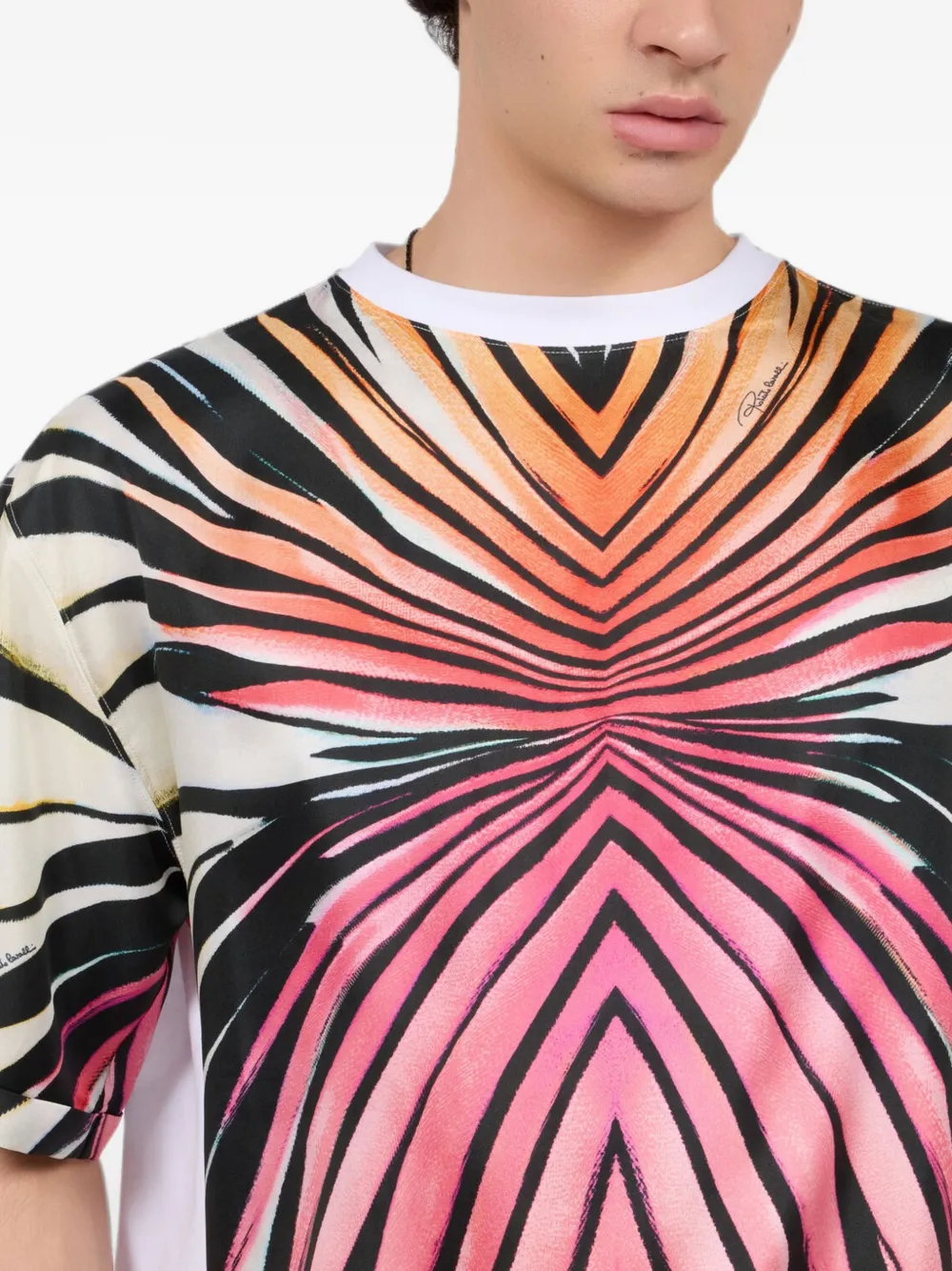 Roberto Cavalli Ray Of Paradise abstract-print panelled T-shirt Wit